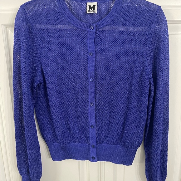 M Missoni Women’s Knit Blue Button Down Cardigan Size 46 - Picture 2 of 7